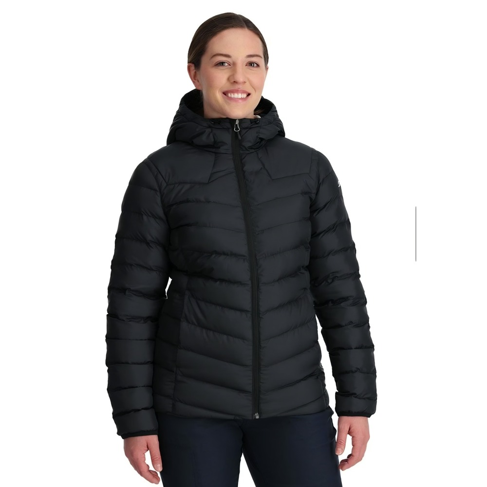 Spyder Peak Hoodie Insulator Jacket Women L Black Puffer Hooded 229340-001